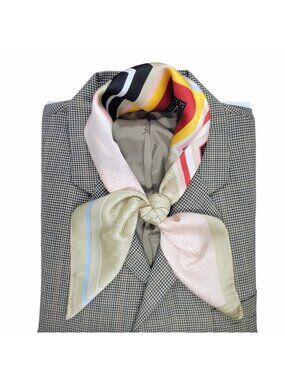 ✨Luxurious Silky Square Scarf Bandana Black Cream Multi-Color Abstract Geometric